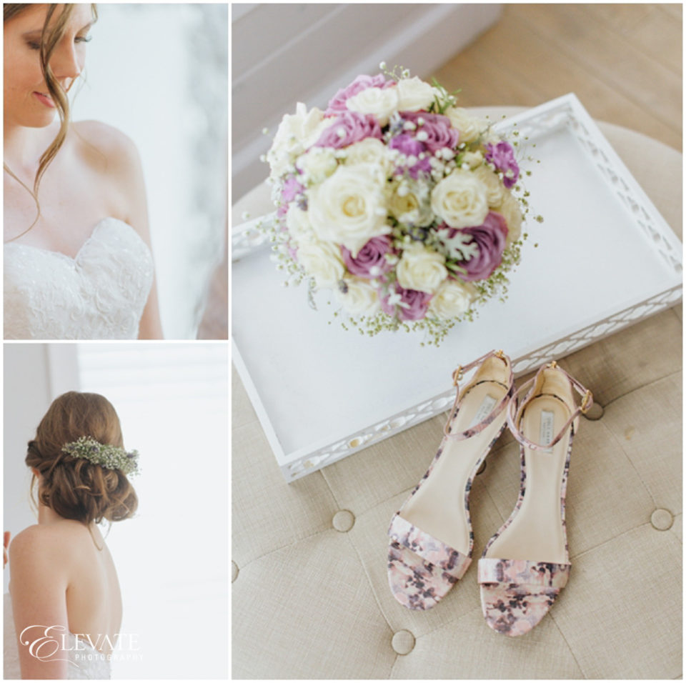 bride flowers and shoes