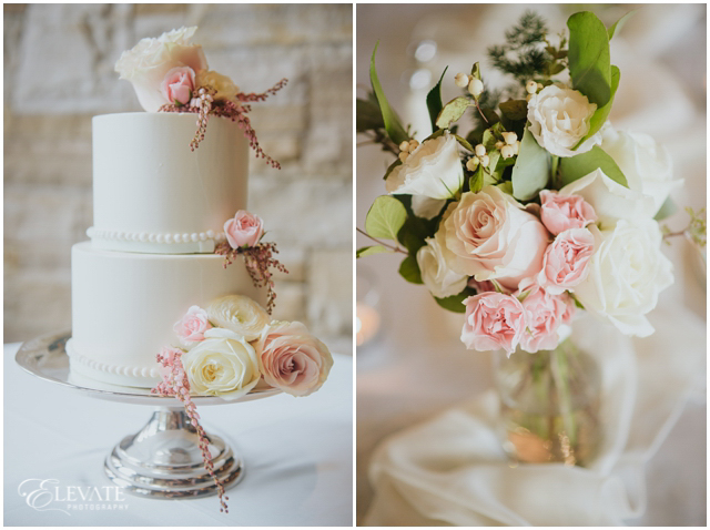 wedding cake and flowers