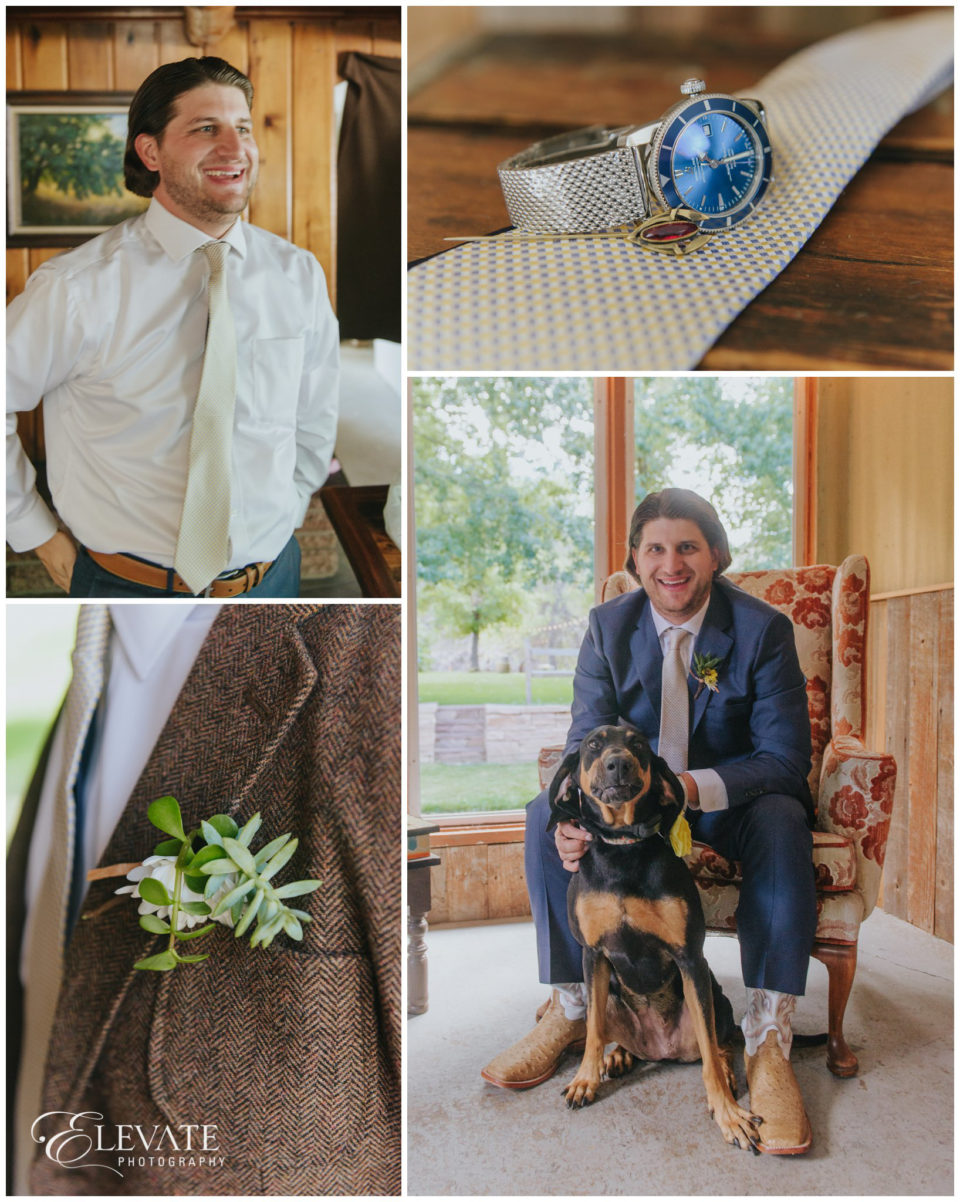 groom with dog getting ready