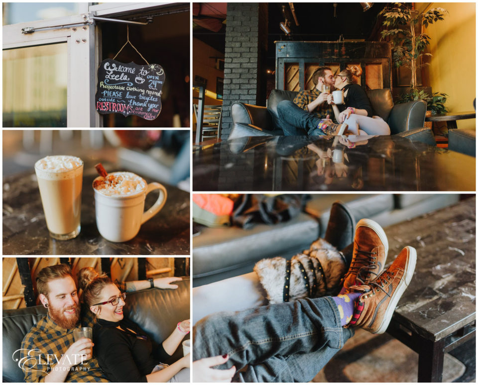 coffee shop engagement photos