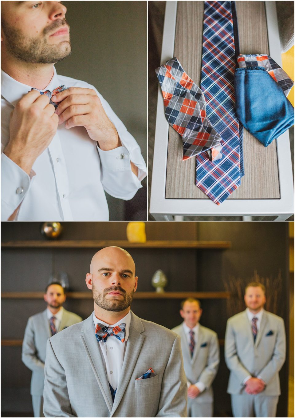 grooms tie blue plaid orange