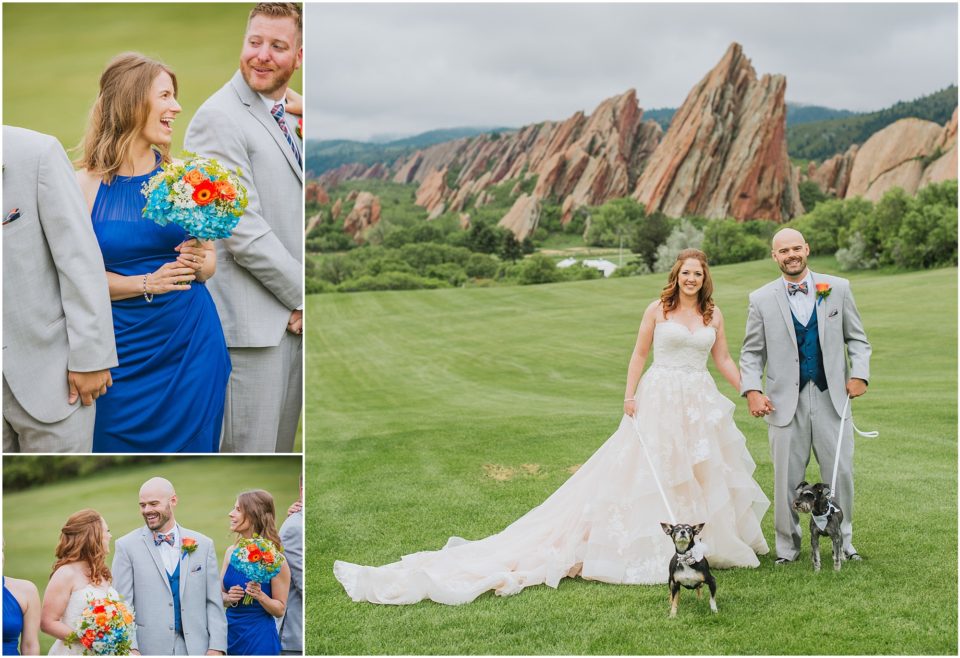 golf course wedding party with dog
