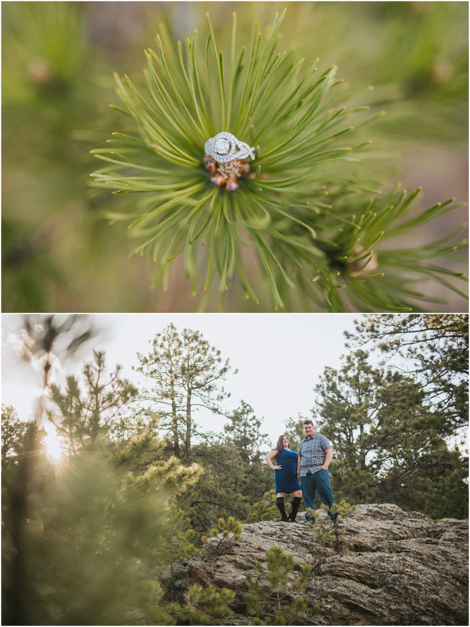 pine tree engagement ring