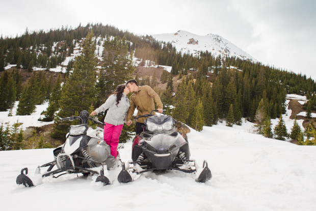 Jones pass empire snowmobile engagement photos