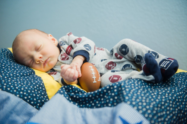 Football themed Newborn Photos