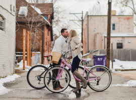 downtown denver bike engagement photos
