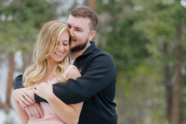lookout mountain engagement photos woods snow