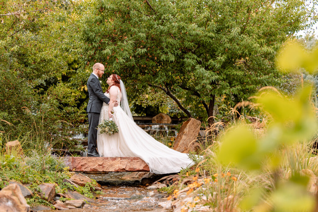 Bride and Groom Portraits at Brookside