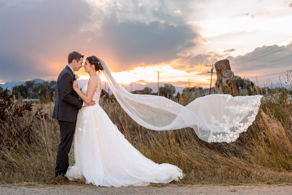 Couple's Wedding Day Portrait at Church Ranch Event Center