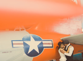 vintage travel themed engagement