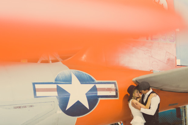 vintage travel themed engagement