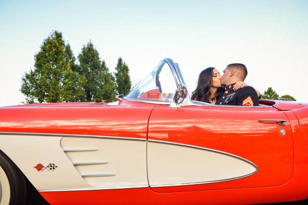 classic corvette engagement shoot