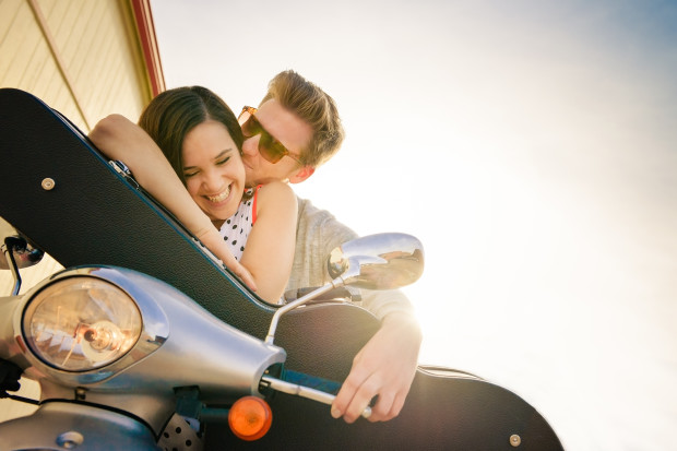 Louiseville Colorado moped engagement photos