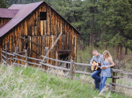 white ranch open space engagement photos