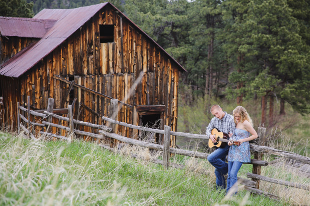 white ranch open space engagement photos
