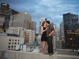 16th street mall denver engagement photos
