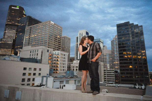 16th street mall denver engagement photos