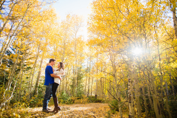 Fall mountain colors on Guenella Pass engagement photos