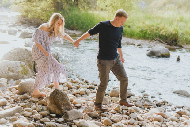 vail engagement photos river