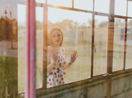 denver lakewood senior photo girl red dress vintage