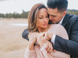 mountain engagement blush dress