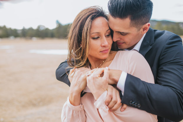 mountain engagement blush dress