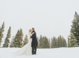 winter wedding aspen mountain bride