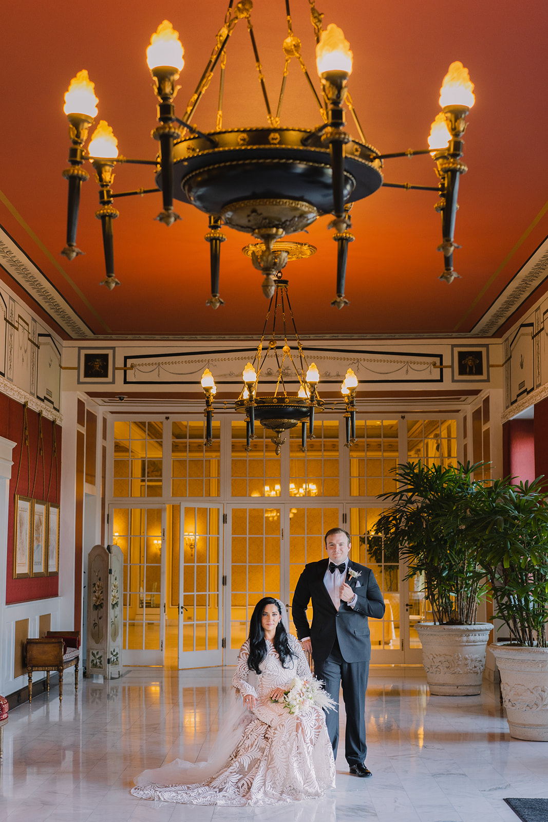 husband and wife elegant portrait inside broadmoor