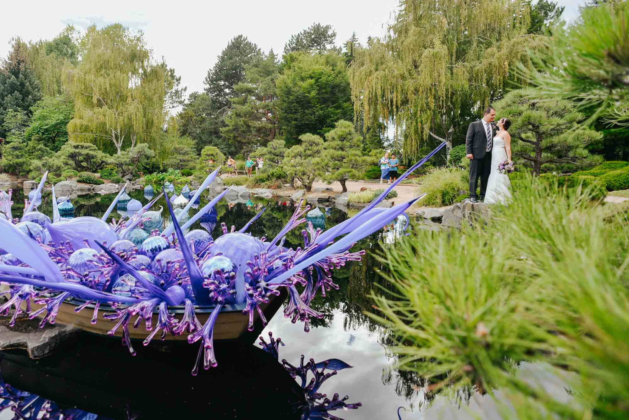 Wedding couple at Denver Botanic Gardens