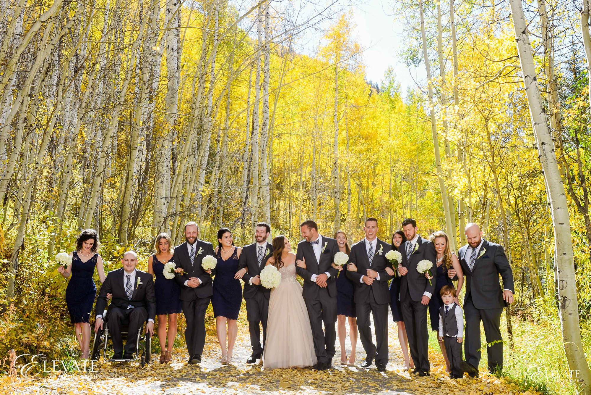 Fall aspen colors wedding party