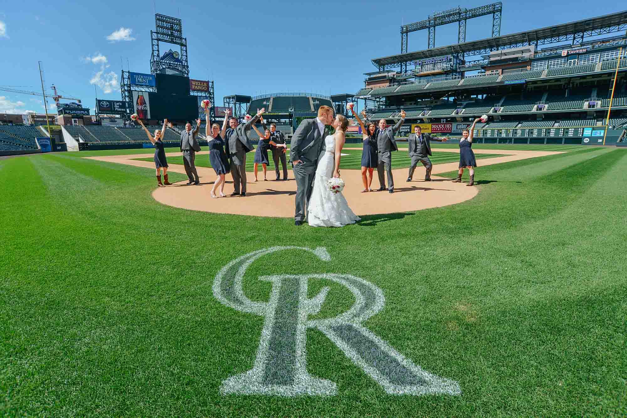 Wedding party at Coors Field