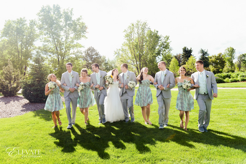 wedding party on lawn