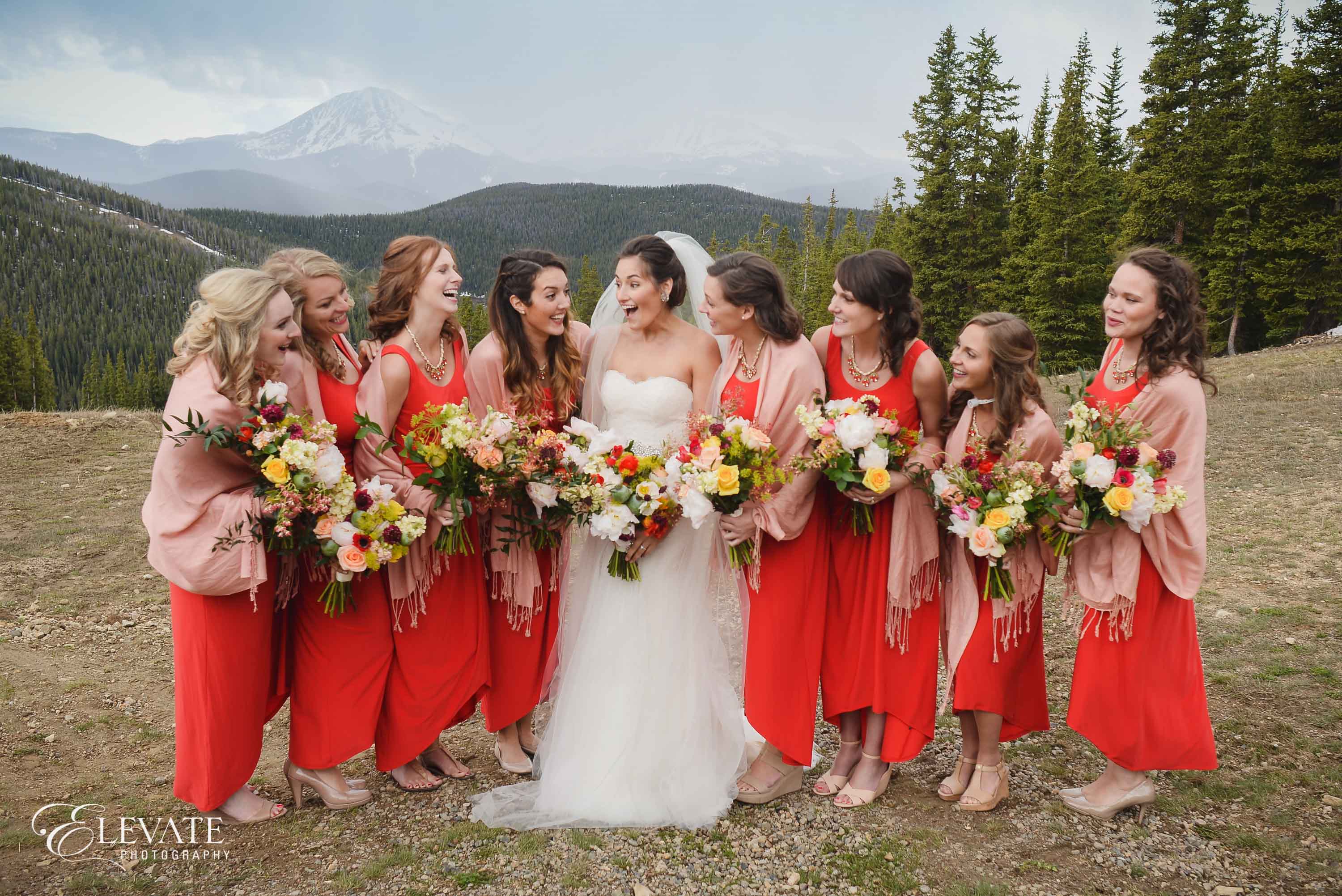 Bridesmaids red dresses