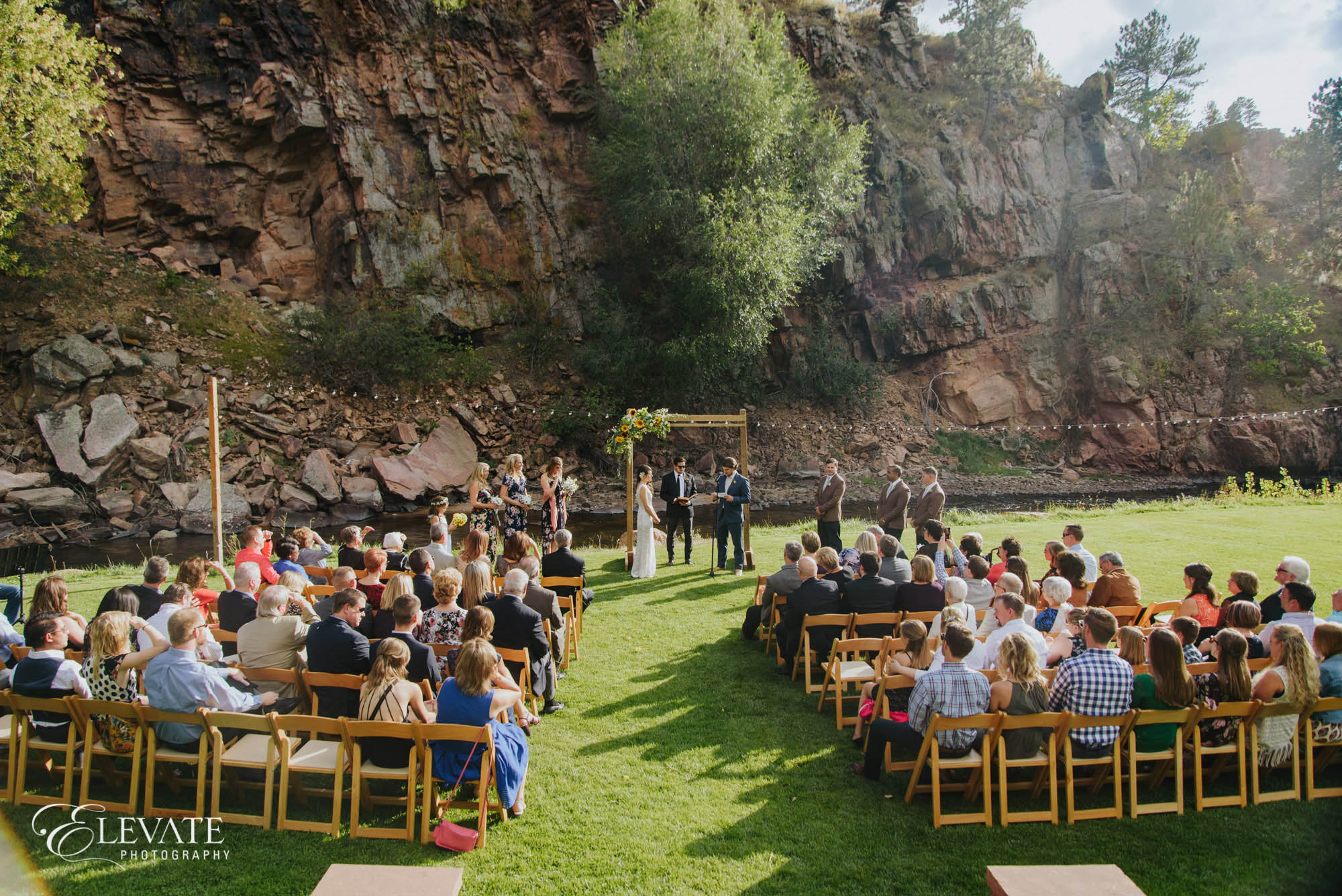 outdoor mountain wedding ceremony