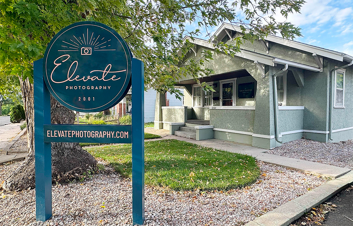 An image of the Elevate Photography sign in front of the Elevate Photography building